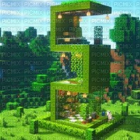 Green Minecraft Building - gratis png