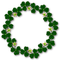 Clovers.Stars.Circle.Frame.Green.Gold - Free PNG