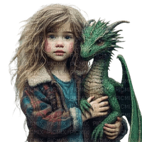 niña y dragon - Rubicat - png gratis