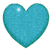 turquoise heart glitter - GIF animé gratuit