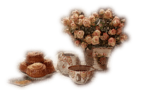 deco -blommor-kaffe och kaka-rosa - png ฟรี