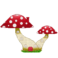mushroom house - Nemokamas animacinis gif