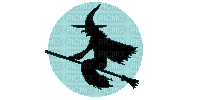 witch moon flying gif sorcière halloween - GIF animé gratuit