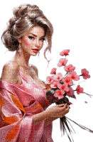 Женщина с  цветами - ingyenes png