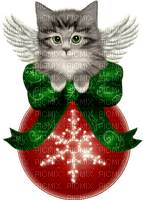 Christmas.Cat.Angel.Gray.Red.Green - besplatni png