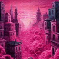 Pink Swirly Misty Town - Free PNG