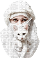 Woman and cat - png ฟรี
