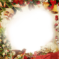 soave frame vintage santa claus gift box tree - Free PNG