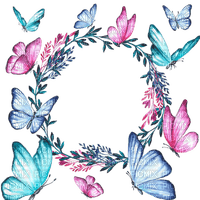 butterfly deco rund frame - 免费PNG