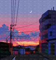 sunset city pixel art - zadarmo png