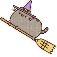witch pusheen - Free animated GIF