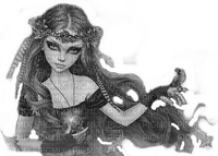 Y.A.M._Gothic autumn lady black-white - gratis png