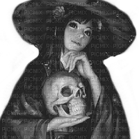 Y.A.M._Gothic  woman girl Skull black-white - darmowe png