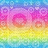 Rainbow hearts in circles background - gratis png