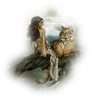 Femme avec tigre - darmowe png