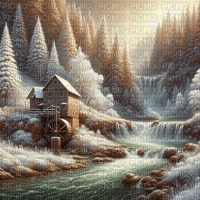 loly33 moulin                  fond   hiver - kostenlos png