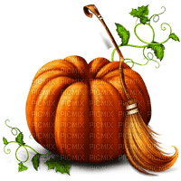 Pumpkin with Broom - Free PNG
