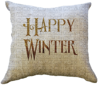 Happy winter text pillow sunshine3 - PNG gratuit