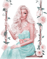 soave woman swing flowers fashion pink teal - δωρεάν png