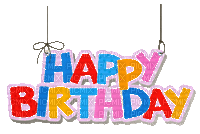 birthday text lettre word party - GIF animasi gratis