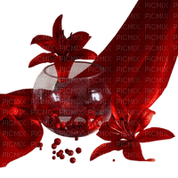 Kaz_Creations Red Deco Flowers Curtain - PNG gratuit