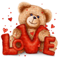 teddy bear text love red
