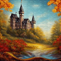 kikkapink autumn background castle - PNG gratuit