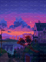 palm tree city pixel art - 免费PNG