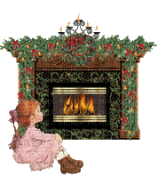 ani-flicka-jul.---christmas-fireplace - Darmowy animowany GIF