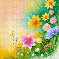 springtimes background summer spring flowers - Zdarma animovaný GIF