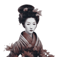 kikkapink autumn woman geisha blue brown - png gratis