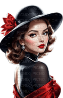 Mujer Vintage Negro Rojo Rubicat - ücretsiz png