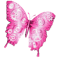 Steampunk.Butterfly.Pink - By KittyKatLuv65 - Free animated GIF