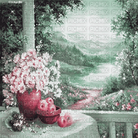 soave background animated vintage  pink green - 免费动画 GIF