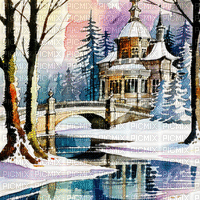 winter landscape background animated - GIF animé gratuit