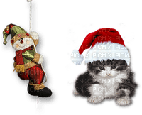 Kaz_Creations Hanging Snowman Animals Cat Kitten Christmas - png gratis