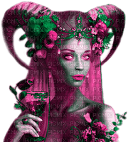 Woman.Fantasy.Pink.Green - KittyKatLuv65 - nemokama png