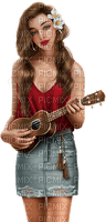 Woman playing guitar, banjo. Leila - png gratis