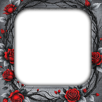 ♡§m3§♡ gothic red roses frame grey - zdarma png