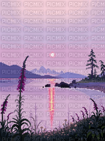 lake by the mountains pixel art - png gratuito