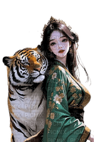 Женщина с тигром - gratis png