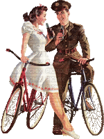 couple on bicycle bp - Gratis animeret GIF