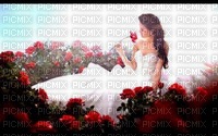 la jeune femme aux roses - PNG gratuit