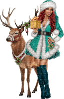 Christmas. Reindeer. Woman. Leila - 免费PNG