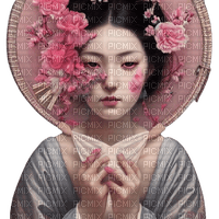 kikkapink pink geisha oriental woman - png gratuito