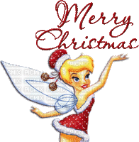 Kaz_Creations Cartoons Tinkerbell Text Merry Christmas - GIF animado grátis
