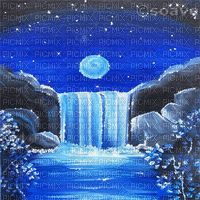 soave background animated  waterfall night blue - Ücretsiz animasyonlu GIF