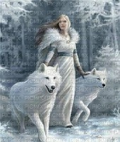 woman with wolf bp - PNG gratuit