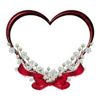 Frame heart red white flowers - PNG gratuit