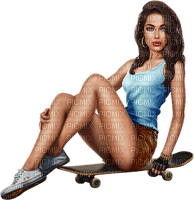 Woman with skateboard. Leila - PNG gratuit